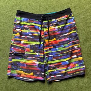 OP Ocean Pacific Board Shorts Multicolor Abstract Surf Swim Trunks Size 38 Men's